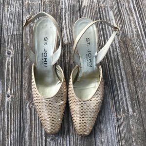 Gold St.John Sling Back Heels SZ. 6B